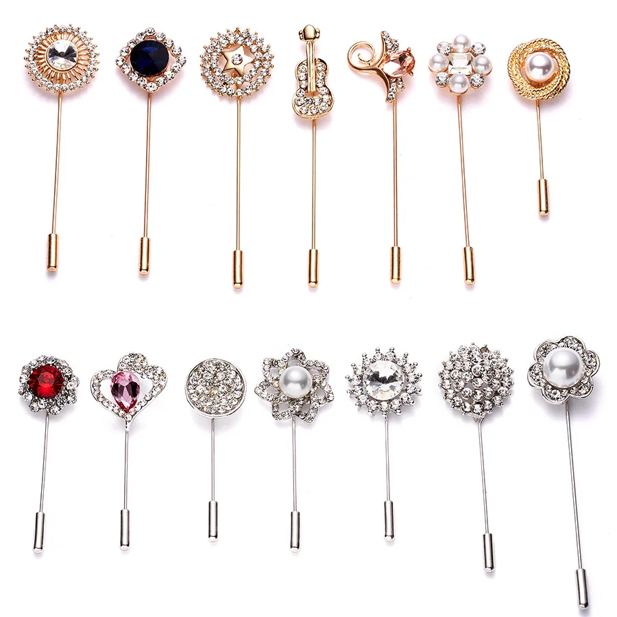 

Classic Models Crystal Multi-shape Women Rhinestone Flower Pearl Word Pin Brooch Korean Style Suit Collar Accessories Jewelry