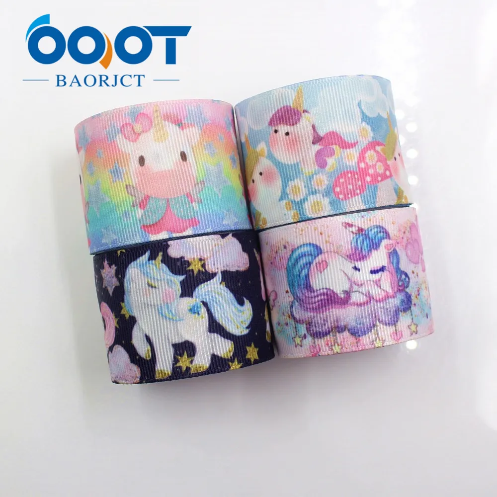 

19103 1-1/2 inch 38mm cartoon Rainbow horse Printed grosgrain ribbon,10 yards DIY Hair accessories Material wedding gift wrap