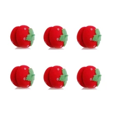 6pcs/set New Women Lady Pink Strawberry Sleep Round Hair Curlers Roller Magic Soft Sponge Curls Balls for Girls