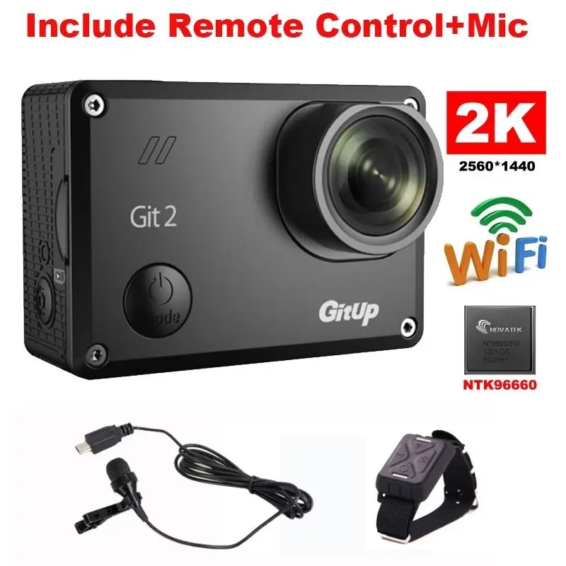 

Gitup Git2 Novatek 96660 1080P WiFi 2K Outdoor Sports Action Camera+Mic+Remote Control Free Shipping