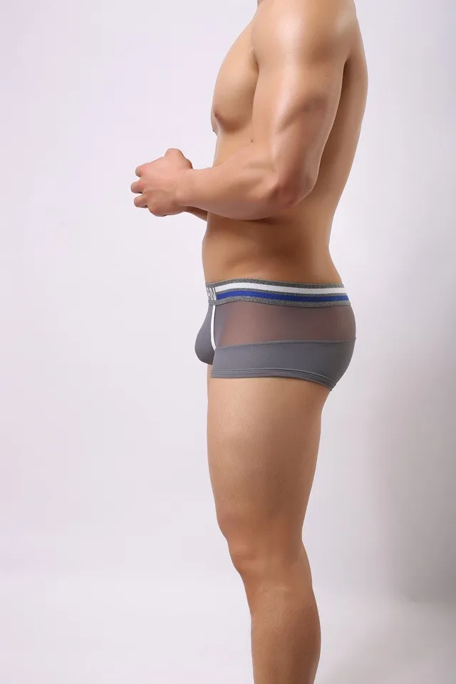 Woxuan бренд модный бренд мужской сексуальный прозрачный в сеточку мешочек трусы-боксеры нижнее белье