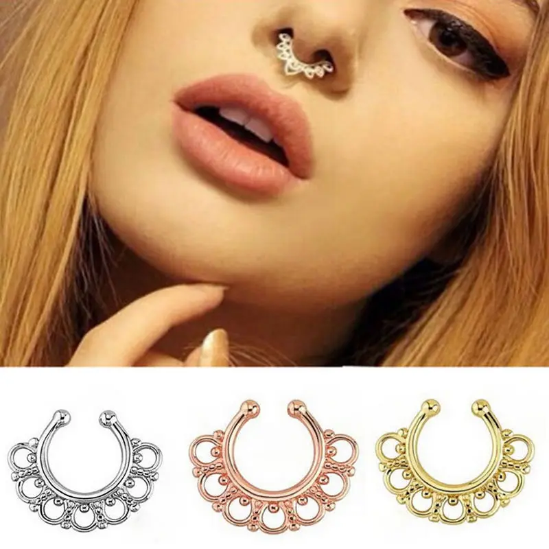 JETTINGBUY Surgical Steel Zircon Fake Nose Ring Hoop Ring Nose Body