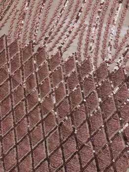 

High quality wheat spike sequins French mesh tulle high-grade African lace fabric Nigeria lace suitable for wedding dress skirt