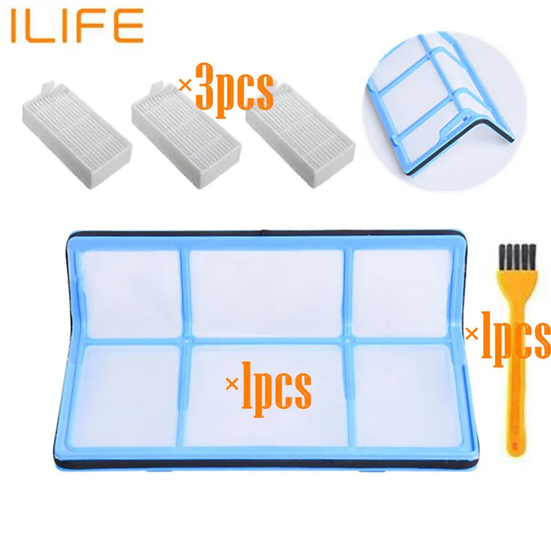 1xPrimary filter+3x Efficient Hepa Filter for chuwi ilife v5 v5s V3 V3s pro V50 V55 x5 robot vacuum cleaner Parts | Бытовая техника
