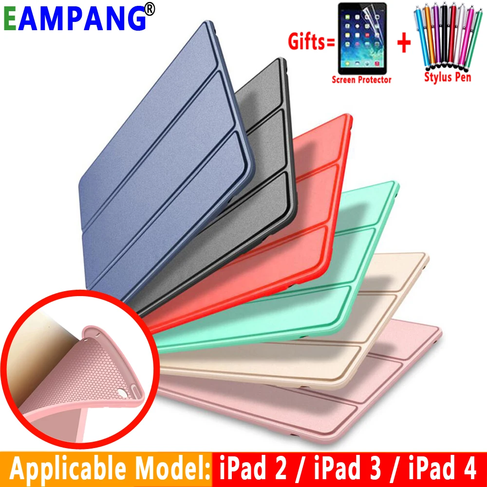 

Case for Apple iPad 2 3 4 iPad2 iPad3 iPad4 Cover Magnet Smart Sleep Awake Foldable Leather Soft Silicone Back Coque Funda Capa