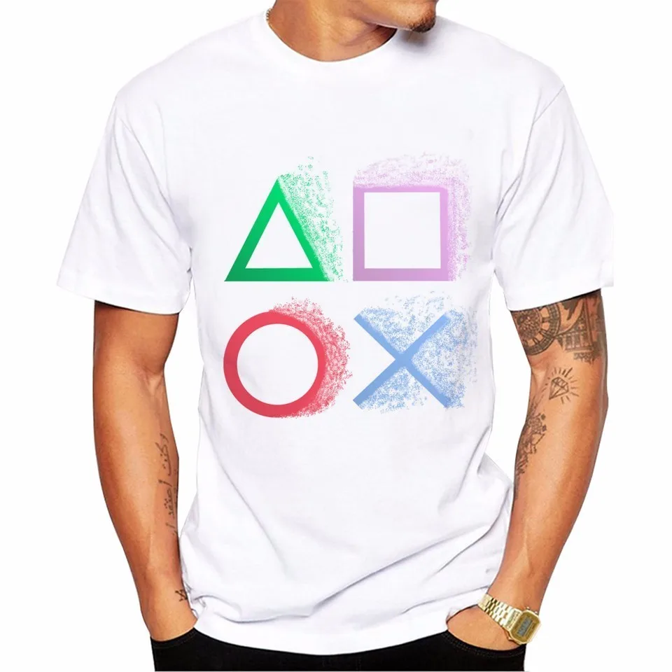 Мужская футболка с принтом видеоигры Playstation модные летние футболки забавным на