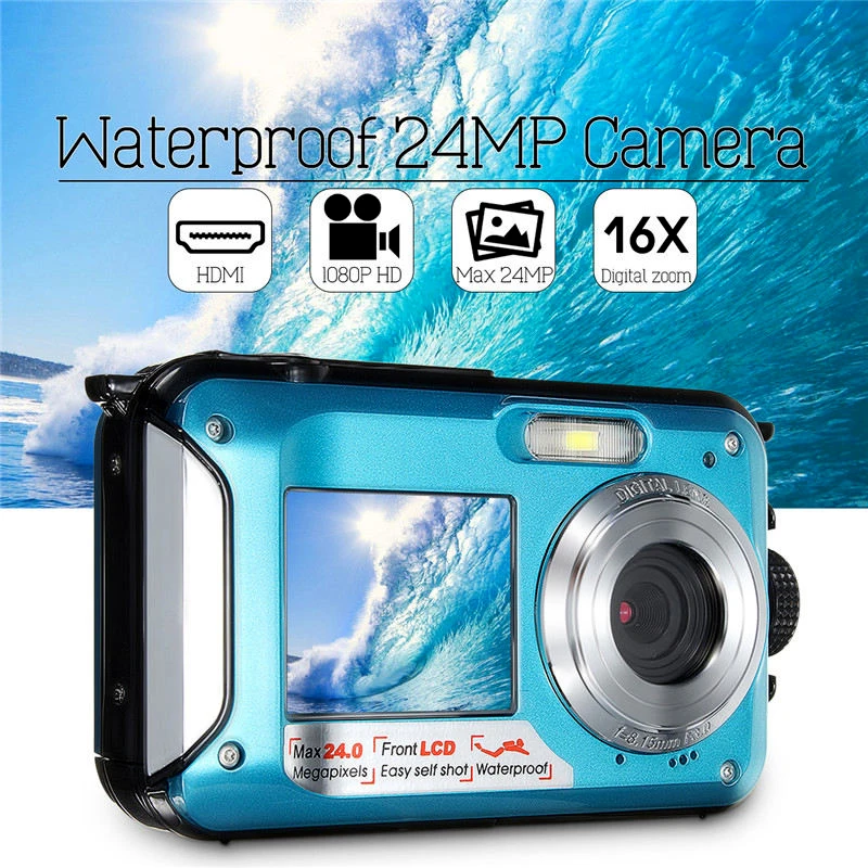 

New 2.7 inch Digital Camera Waterproof Camcorder 24MP 16X Zoom FHD 1080P Anti-shake CMOS Digital Camera Travel Durable