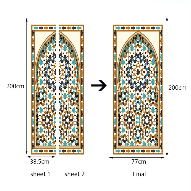 Дропшиппинг мусульманский ИД Мубарак наклейки на двери 3d обои украшения дома ПВХ самоклеющиеся съемные двери Фреска 77 см* 200 см