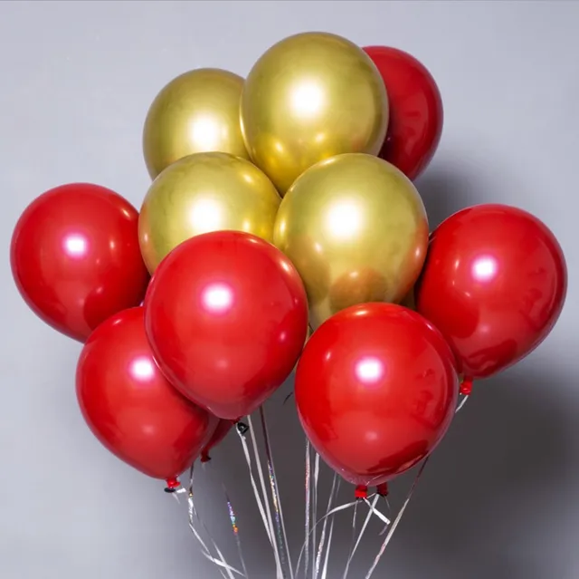10pcs 3.2g Chrome Gold Red latex balloons Valentine's Day Air baloons ...