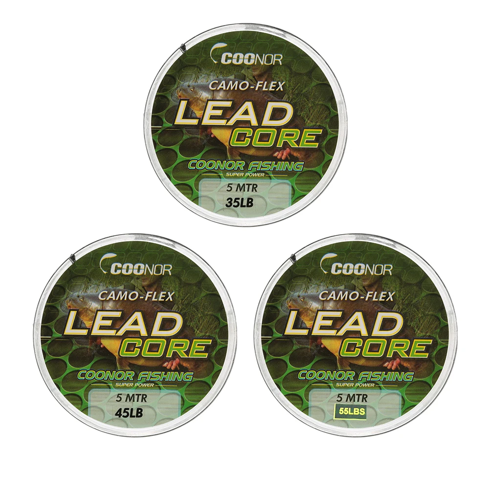 COONOR 35lb/45lb/55lb 5 м рыболовная леска Leadcore плетеная камуфляжная для ловли карпа волос