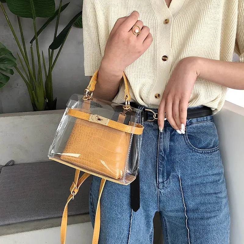 

Jelly Transparent PVC Shoulder Bags Women Candy Color Purses And Handbags Solid Color Luxury Handbags Women Bags Designer Sac