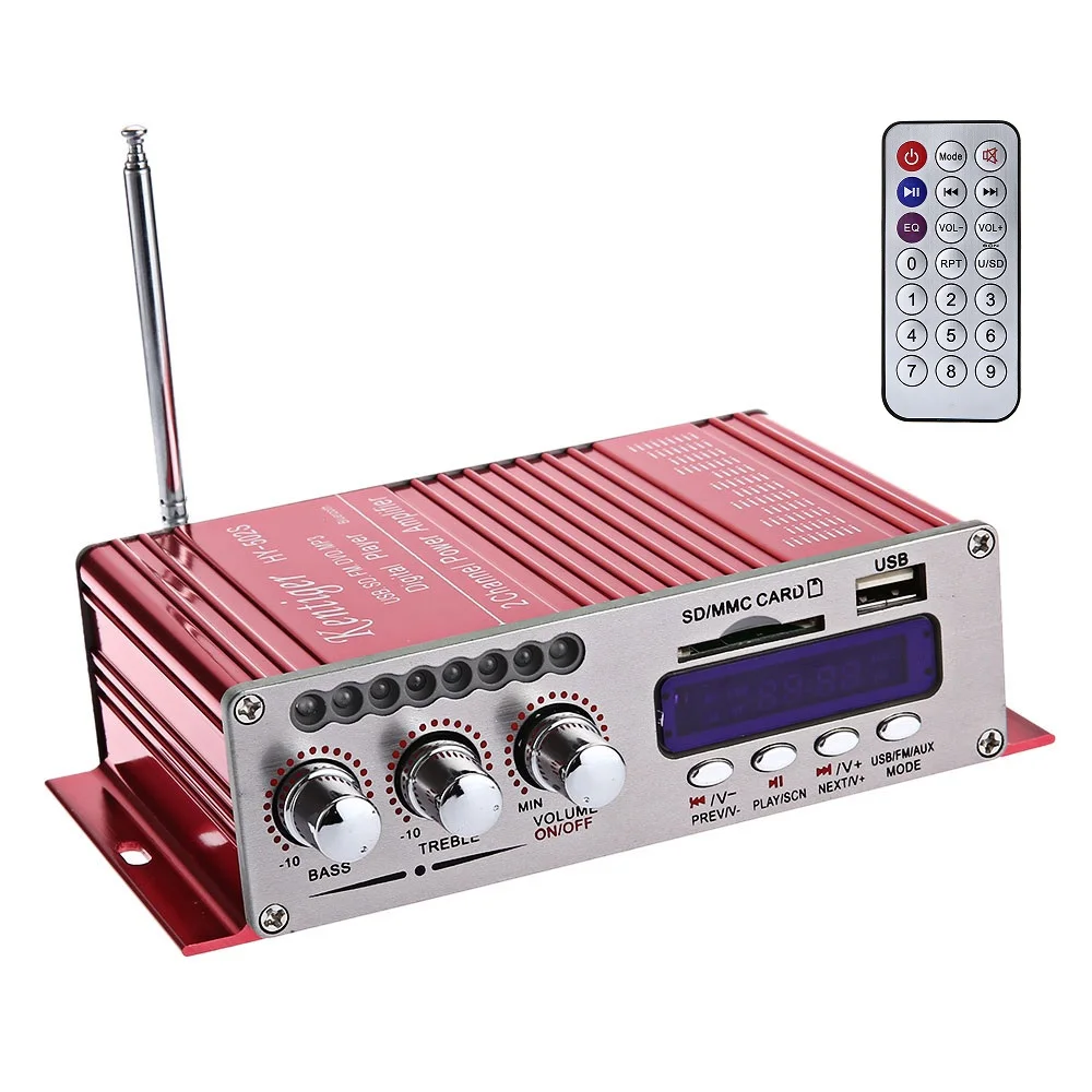 

Kentiger HY-502S Mini 2CH Bluetooth HiFi Stereo Audio Output Power Amplifier with Remote Controller USB/SD Card Player FM Radio