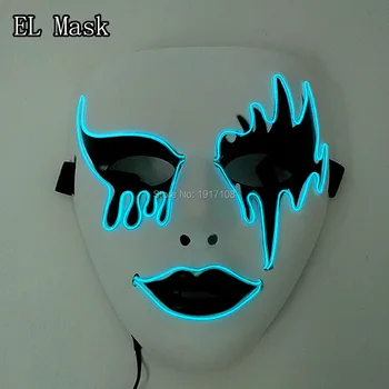 

New Type Sound Activated EL Masks 10 colors select Glowing LED Masks Cool Halloween Masks DJ Cosplay for Birthday Party Decor