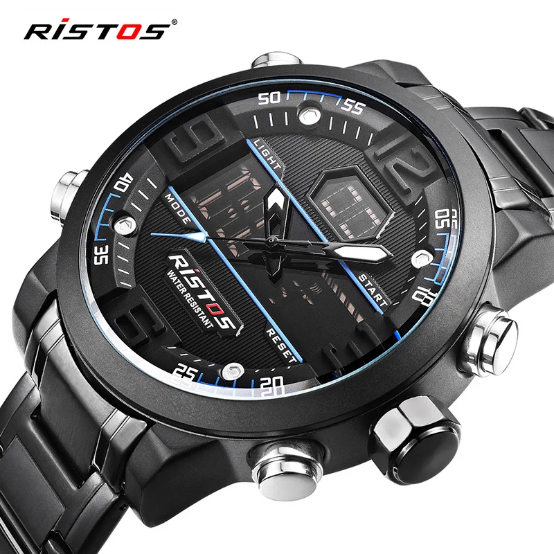 Ristos Relojes Masculino Hombre модные многофункциональные стальные мужские спортивные часы с