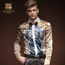 FANZHUAN 2017 New Fall Men Shirt Fashion Printing Men’s Floral Shirt long Sleeve Slim Shirts Men Clothes Top M-5XL Free Shipping