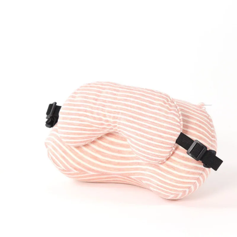 Креативная портативная многофункциональная дорожная подушка для шеи с маской для глаз Удобная офисная Подушка-оснастка для самолета - Цвет: Розовый