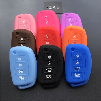 

ZAD silicone rubber car key case cover set shell For Hyundai I45 Ix35 I40 Elantra Sonata Mistra Santa F Tucson 4BTNS Fodling Key