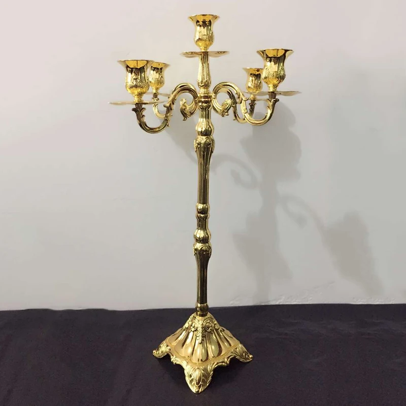 PEANDIM роскошный 65 см золотистого металла напольный канделябр, 5-руки ...