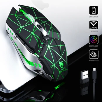 

Wireless Mouse Usb Optical 2.4GHz Lithium Battery Rechargeable LED Backlit 1600DPI Mechanical Gaming Metal Mice for PC Laptop