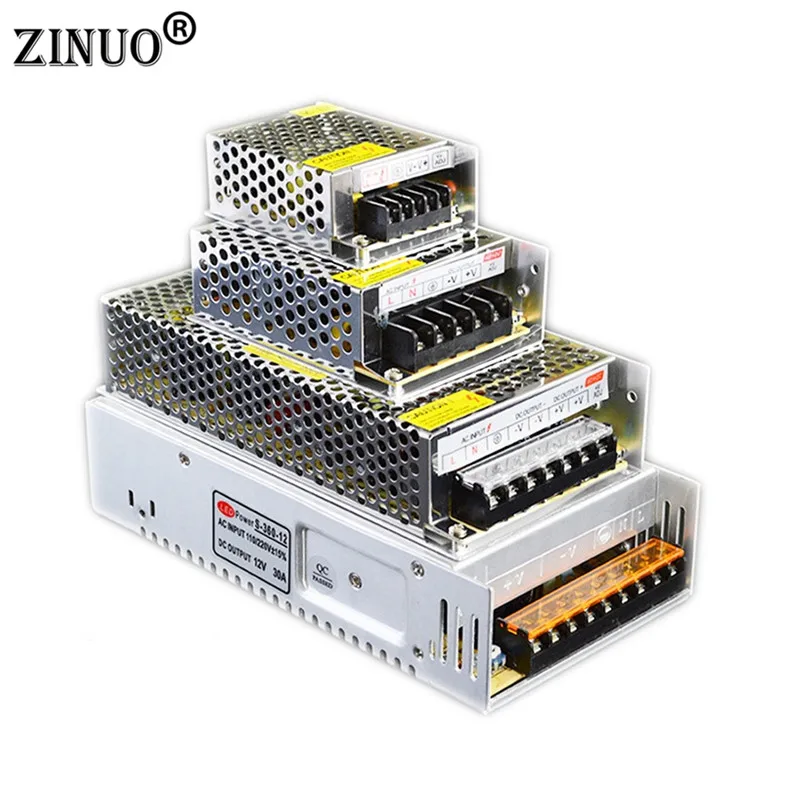 

ZINUO Led Lighting Transfomer AC100-240V to DC12V 5A 10A 20A 30A 40A 50A Switch LED Driver Power Supply for Strip CCTV Camera