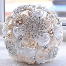 Великолепные Свадебные цветы Свадебные букеты цвета слоновой кости белый розовый искусственный свадебный букет кристалл сверкающий жемчуг buque de noiva