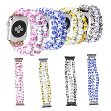 Handmade Women Ceramic Beads Bracelet for Apple Watch Series 1 2 3 4 40mm 44mm 42mm 38mm Strap for Apple Iwatch Wristbands