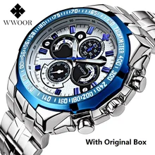 Grand Cadran Hommes Montre Marque WWOOR Acier De Luxe Hommes Horloge Militaire Montres Mâle Lumineux hommes Montres Étanche Relogio Masculino
