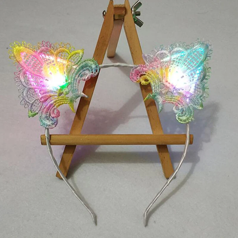 Luminous Hair Light Up Toys Headband Kids Luminous Lace Cat Ears Hair Light Flashing Hairband New Year Glow Party Supplies (6)