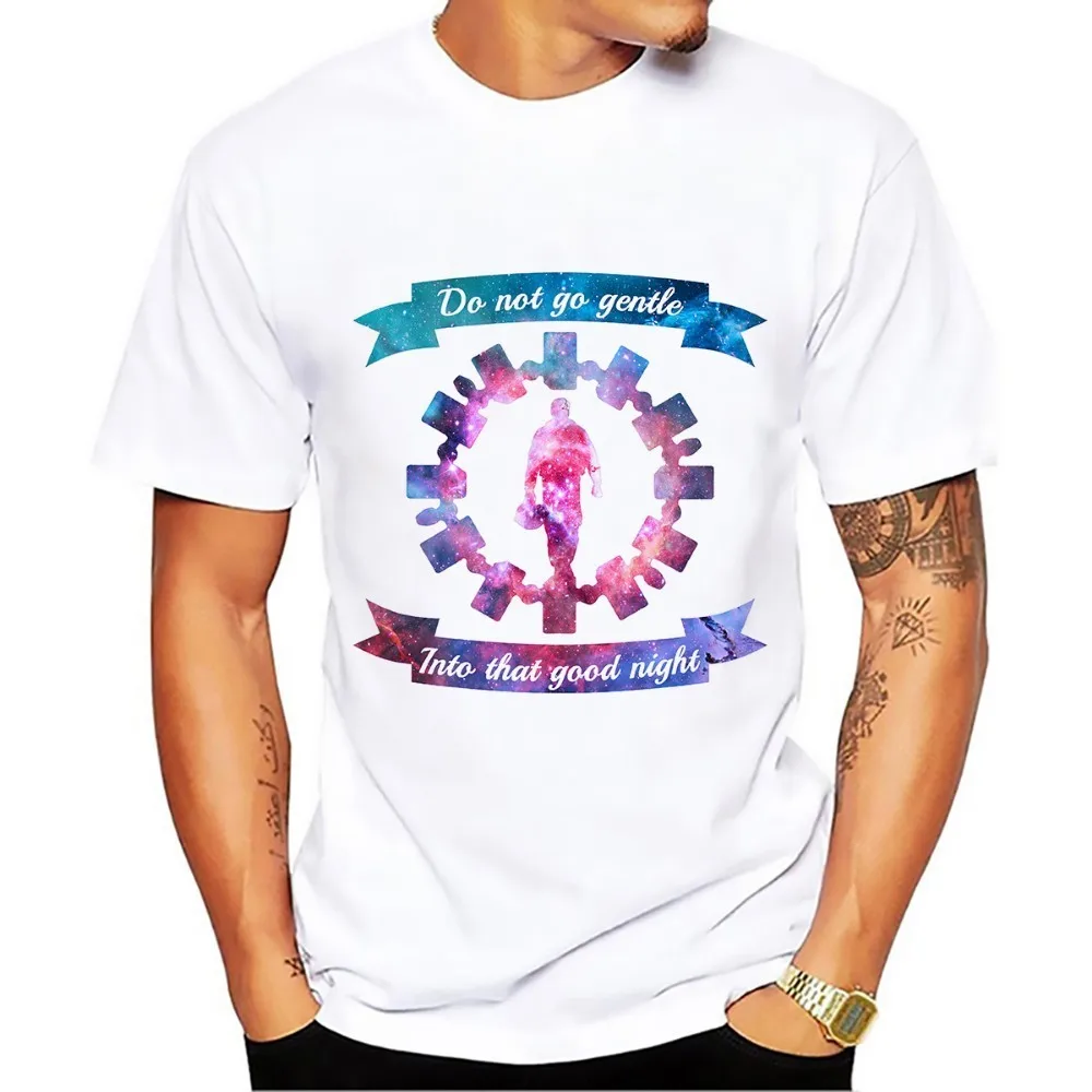 Мужская футболка с надписью Do not go Calm in that good night белая Повседневная без клея|t shirt