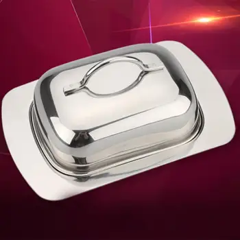 

Realand Oval Stainless Steel Butter Dish Box Container Shiny Cheese Server Storage Keeper Tray With Easy To Hold Lid