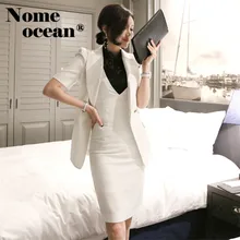 Двубортный костюм, пиджак и платье, комплект для офисных леди, полосатый Блейзер, лето, v-образный вырез, ампир, ol, платье, костюм, пальто, M18051801