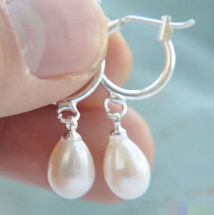 

hot sell new - 1515 WHITE RICE FRESHWATER PEARL DANGLE EARRING