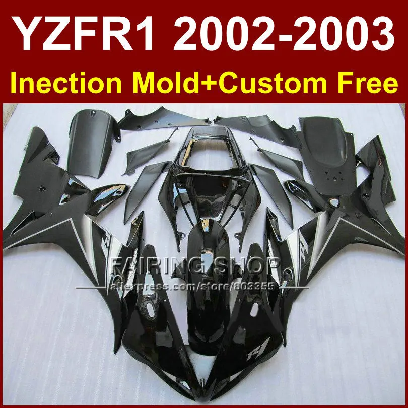 Glossy black custom fairing for YAMAHA bodywork YZF1000 02 03 YZF R1 2002 2003 yzf r1  body parts Aftermarket +7gifts