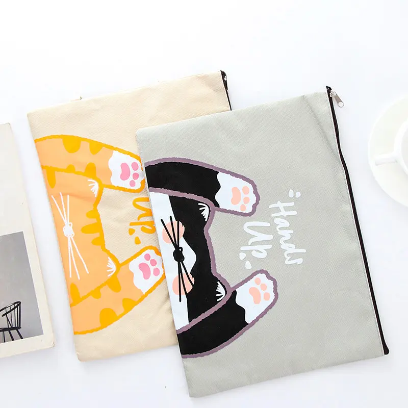 

Coloffice Cartoon Cute Cat Zipper A4 File Folder Document Bag Student Stationery Papers Large Capacity Art Bag Office Supplies