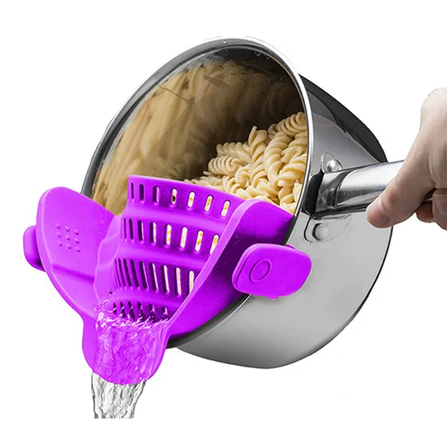 Noodles Strainer Silicone Leakage proof Rice Washing Colander Draining Liquid Tools Portable