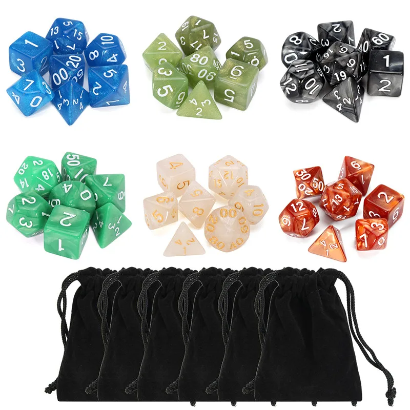 

Board Games Polyhedral Dice RPG DND Pathfinder 42 Pcs Polyhedral Dice + 6 Pcs Dice Pouch Desk Game for Parties Teaching Projects