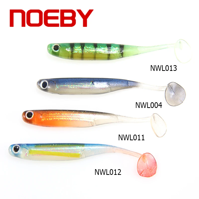 

NOEBY Soft baits W8024 11.5cm 5.4g High Quality T Tail Fishing lures 4pcs/lot With 3D Eyes 4 Colors to Choose Free Shipping