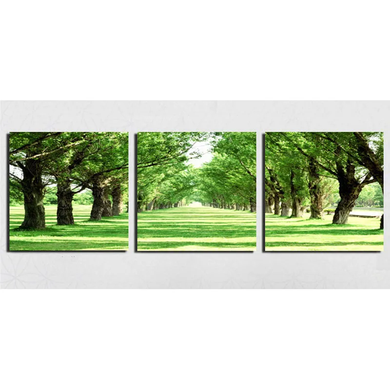 

triptych painting Kits for rhinestone Embroidery 3d Diy Diamond Painting Green Trees Handicraft Inlay Mosaic cross stitch crafts