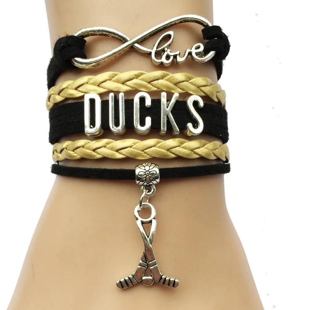 Infinity Love Ducky Hockey Bracelet- Team Color Leather Braided Velvet Sports Friendship Gift | Украшения и аксессуары