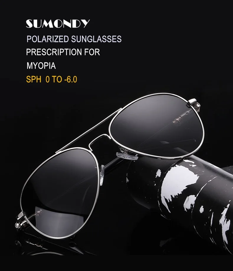 SUMONDY поляризационные солнцезащитные очки по рецепту для близорукости SPH от 0 до-6,0 женские и мужские модные очки для вождения близорукие UF50