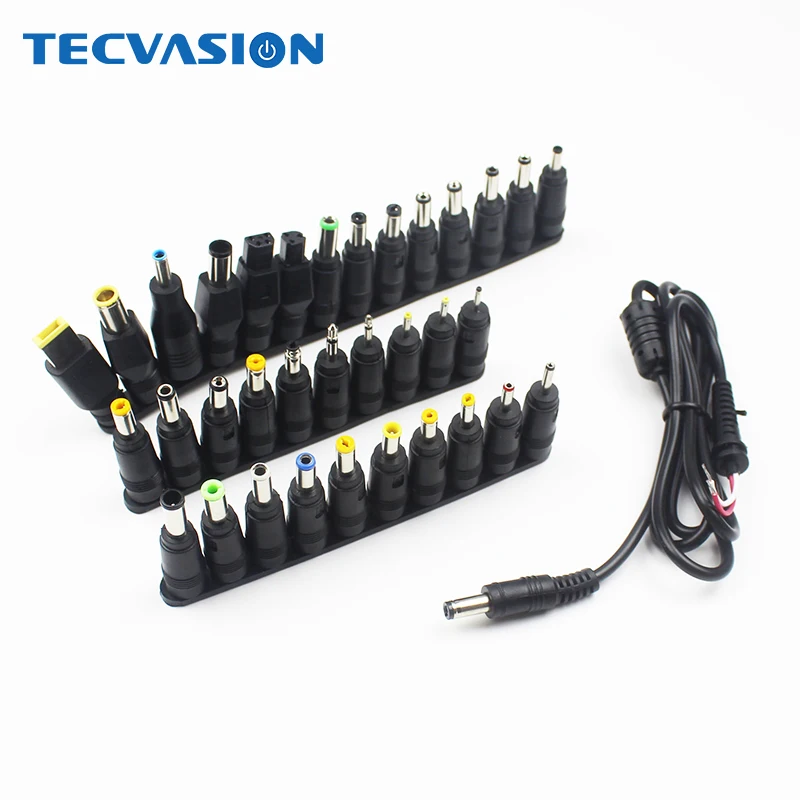 34pcs/Set 5.5x2.1mm Multi Type Male Jack DC Plugs for Repairing AC