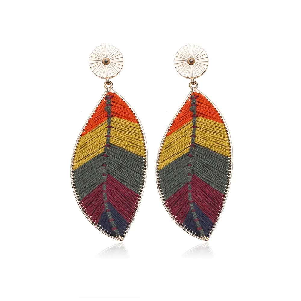 

fashion Bohemian big tassel Earrings for Women 2019 drop Earrings Pendant Handmade colorful leaves Women's charms Jewelry gift