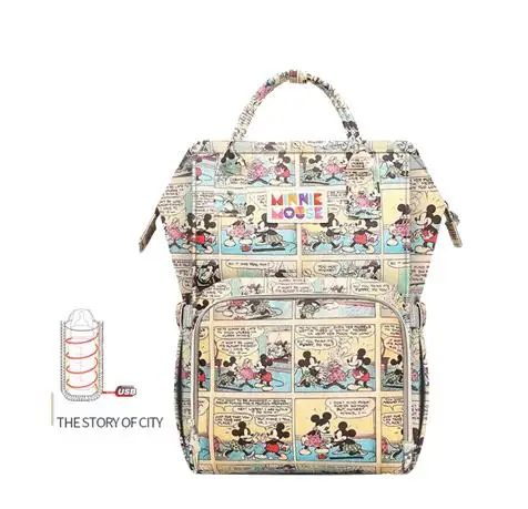 Disney Детские Пеленки сумки USB Отопление водонепроницаемый материнства подгузник пеленки коляска сумка изоляции большой Ёмкость сумка Mochila - Цвет: color 5