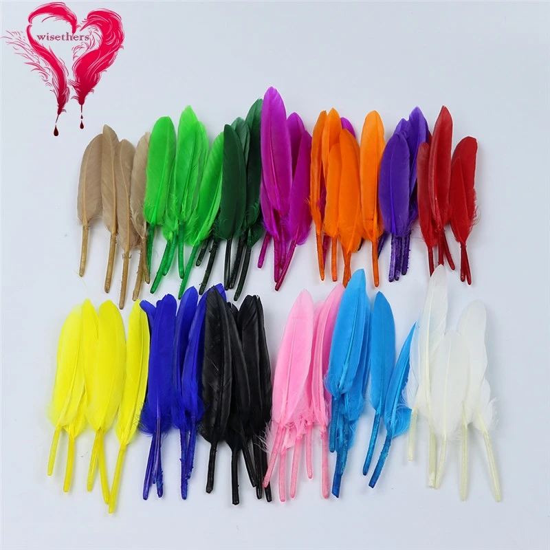 

13 Colors 50 PCS/Lot Size 10-15 CM Lovely Dyed Multicolored Natural Goose Wing Feathers DIY Crafts Jewelry Wedding Decoration