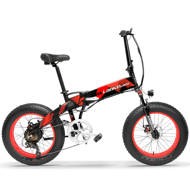 X2000 20 × 4,0 дюймов с большими колесами 48 в 500 Вт 12.8AH 7 скоростных шин из алюминиевого сплава рама электрический велосипед складной для пляжа/снега E-Bike - Цвет: Красный
