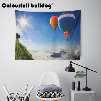 

Landscape Hot Air Balloon Tapestry Sunlight Stripe Turtle Wall Hanging Peacock Moroccan Dorm Decor Bedspreads 130Cm Woven Fancy