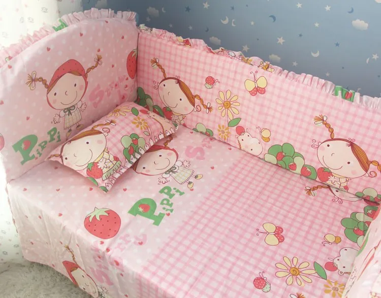 

Promotion! 6PCS baby bedding sets cartoon baby cot crib bedding set (bumpers+sheet+pillow cover)