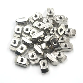 

Silver European Standard 45 Series Aluminum Slot Carbon Steel Half Round Roll In Sliding T Slot Nut with M4 Thread Pack of 100