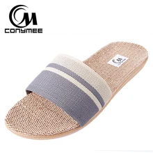 Модные льняные домашние тапочки; домашняя обувь; повседневные льняные бесшумные тапочки; летние мужские сандалии