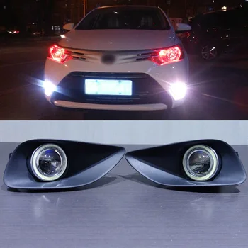 

Ownsun COB Angel Eye Rings Projector Lens with 3000K Halogen Lamp Source Black Fog Lights Bumper Cover For Toyota Vios 2008-13